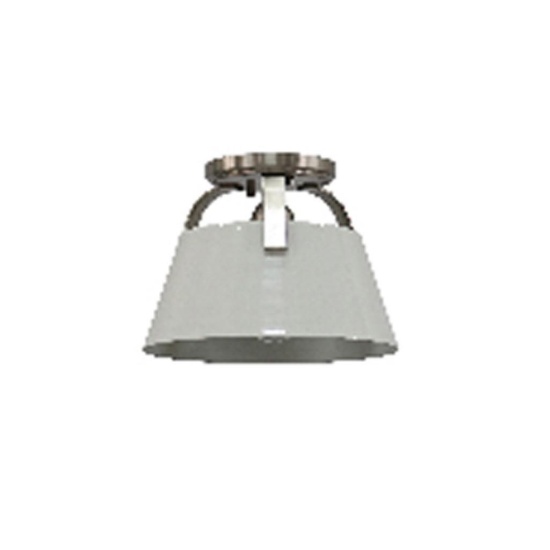 (18) Allen + Roth 1-Light Semi-Flushmount Ceiling Fixture Brushed Nickel/White Shade