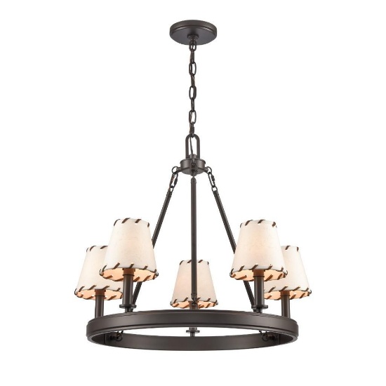 (60) Parchment 24.5" Wide 5-Light Chandelier - Old Bronze