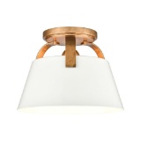 (140) Allen + Roth Ceiling Light - white metal shade with aged brass