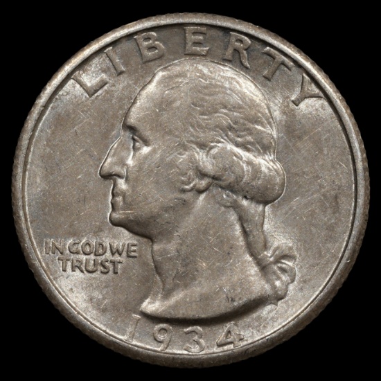 1934 Washington Silver Quarter - 25c - Choice Plus About Uncirculated