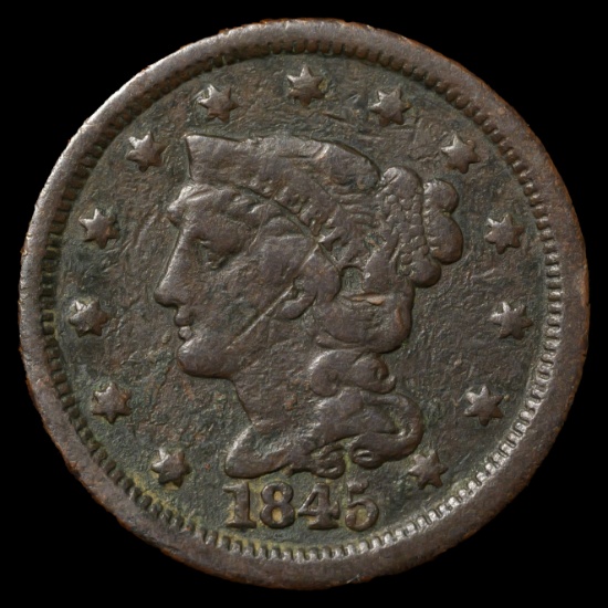 1845 Braided Hair Large Cent - 1c - Circulated