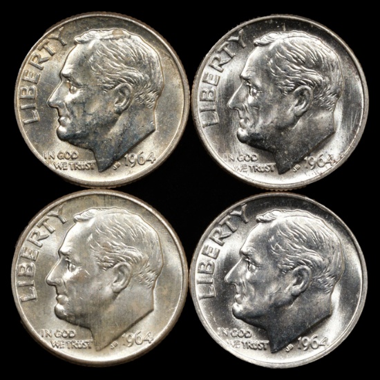 (4) 1964 Roosevelt Silver Dimes - 10c - GEM Uncirculated
