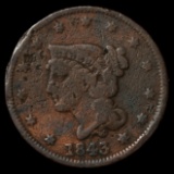 1843 Braided Hair Large Cent - 1c - Circulated