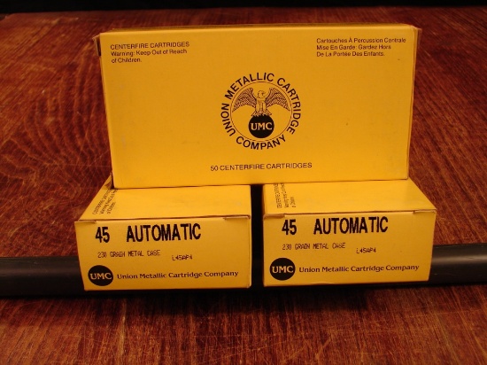 3 Boxes Union Metallic .45 Auto