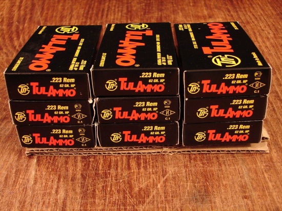 9 Boxes of TulAmmo .223 Remington