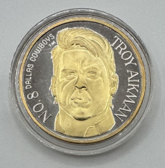 Troy Aikman Fine Silver Coin
