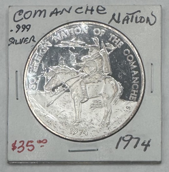 1974 Sovereign Nation Of The Comanche Fine Silver Coin