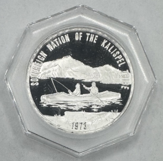 1973 Sovereign Nation Of The Kalispel Tribe Fine Silver Coin