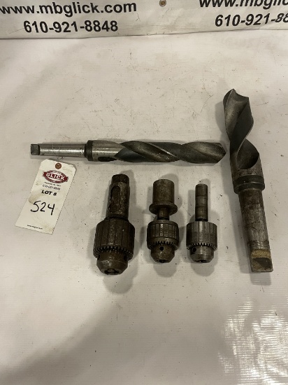 Lot of Drill Chucks & Drill Bits