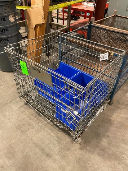 32x40x33 Wire Basket & 4 Plastic Bins