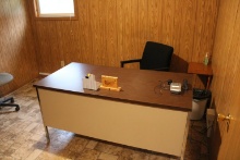 5 Drawer Metal Frame Desk W/ 2 Office Chairs