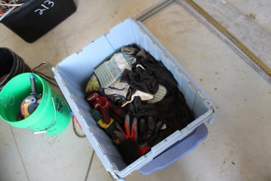 Ansell HyFlex and Assorted Work Gloves in Storage Tote