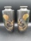 Set of 2 Cloisonne Rooser Vases