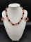 Pink & Black Glass Necklace & Earrings