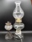 2 Antique Oil Lamps- 1 Electrified