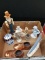 Box Lot- Assorted Figurines & Copper Baby Shoes