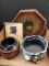 Box Lot- Wooden Fruit Tray & Handmade Pottery