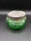 Green Glass Art Deco Powder Jar