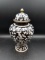 Vintage Black & White Cloisonne Jar
