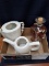 Box  Lot- Teapots & Grape Glass Jar