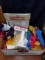 Box Lot- Assorted Flags, Wind Catcher, Table Cloth