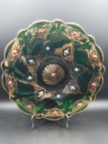 Hand Gilded Tray / Red and Blue Beads