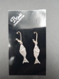 Sterling Silver Fish Lever Back Earrings