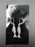 Sterling Silver Fish Lever Back Earrings
