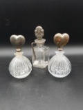 3 Glass Perfume Bottles