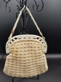 Vintage Hand Crochet Evening Purse with Bakelite Handle