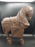 Large Wooden Hand Carved Horse