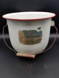 Red Rim Enamel Ware Pot with Handle- Plastic Lid