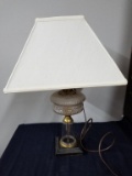 Electrified Oil Lamp With Metal Base