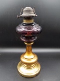 Antique Oil Lamp- Purple Glass Oil Holder