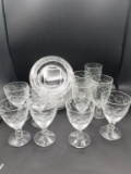 Box Lot- Heisey Moonglow 6 High Ball, 8 Salad Plates, 4 Goblets