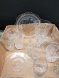 Box Lot- Assorted Clear Glass- Candle Holder, Toothpick Holder