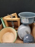 Box Lot- Enamelware Pot and Lids