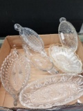Box Lot- Assorted Glass- Celery & Pickle Dish