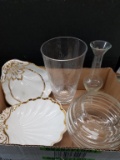 Box Lot- Vases & Gold Trim Serving Dish