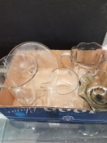 Box Lot- Assorted Glassware- Cake Plate & Pitchers