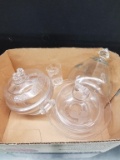 Box Lot- Clear Glass Covered Dishes