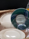 Box Lot- Assorted Glass & Ceramic Bowls & Platters