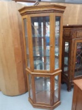 Lighted 3 Shelf Corner Cabinet With Keys