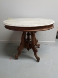 Victorian Oval Table With Marble Top