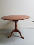 Cherry 3 Legged Round Table With Glass Top