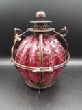 Red Glass and Metal Lantern