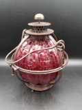 Red Glass and Metal Lantern