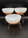 3 Fire King Milk Glass Bowls- White/Mauve
