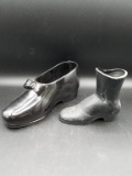 2 Planters- Black Bow Shoe and Boot