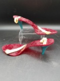 Vintage Little Girls Plastic Red Shoes with Glitter